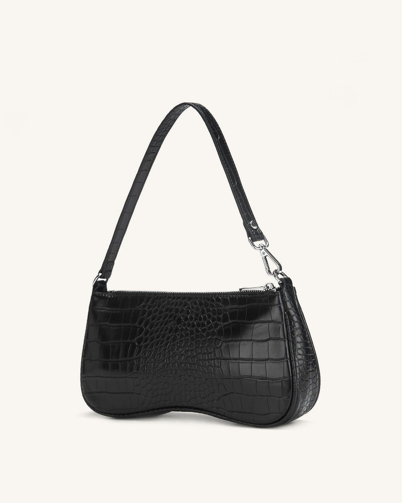 Eva Shoulder Handbag - Black Croc