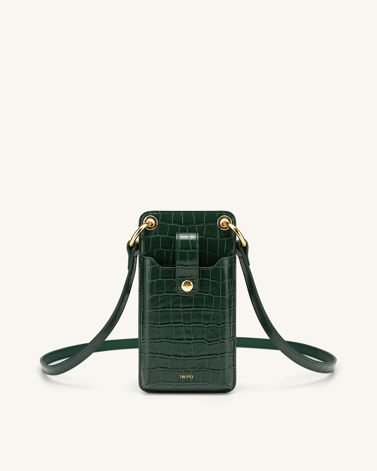 Quinn Phone Bag - Dark Green Croc | JW PEI