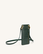 Quinn Phone Bag - Dark Green Croc