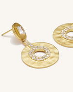 Geometrical Openwork Small Round Earrings - 18ct Gold Plated & White Zircon