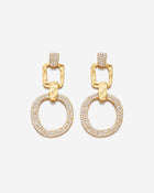 Geometrical Openwork Round Earrings - 18ct Gold Plated & White Zircon