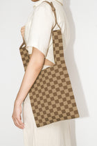 Shea Checkerboard Knitted Tote Bag - Brown