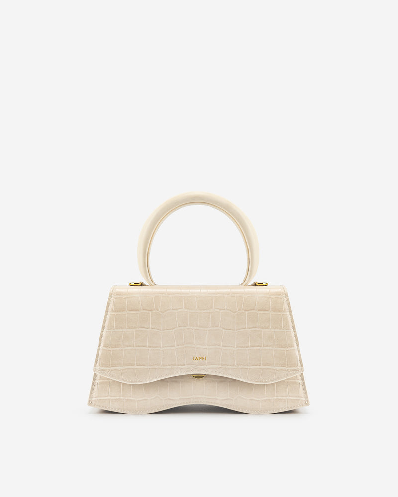 Molly Top Handle Bag - Light Beige Croc