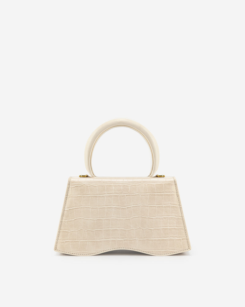 Molly Top Handle Bag - Light Beige Croc