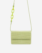 Julia Acrylic Chain Crossbody Bag - Sage Green Croc