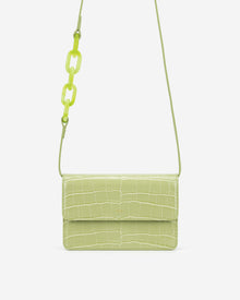 Julia Acrylic Chain Crossbody Bag - Sage Green Croc
