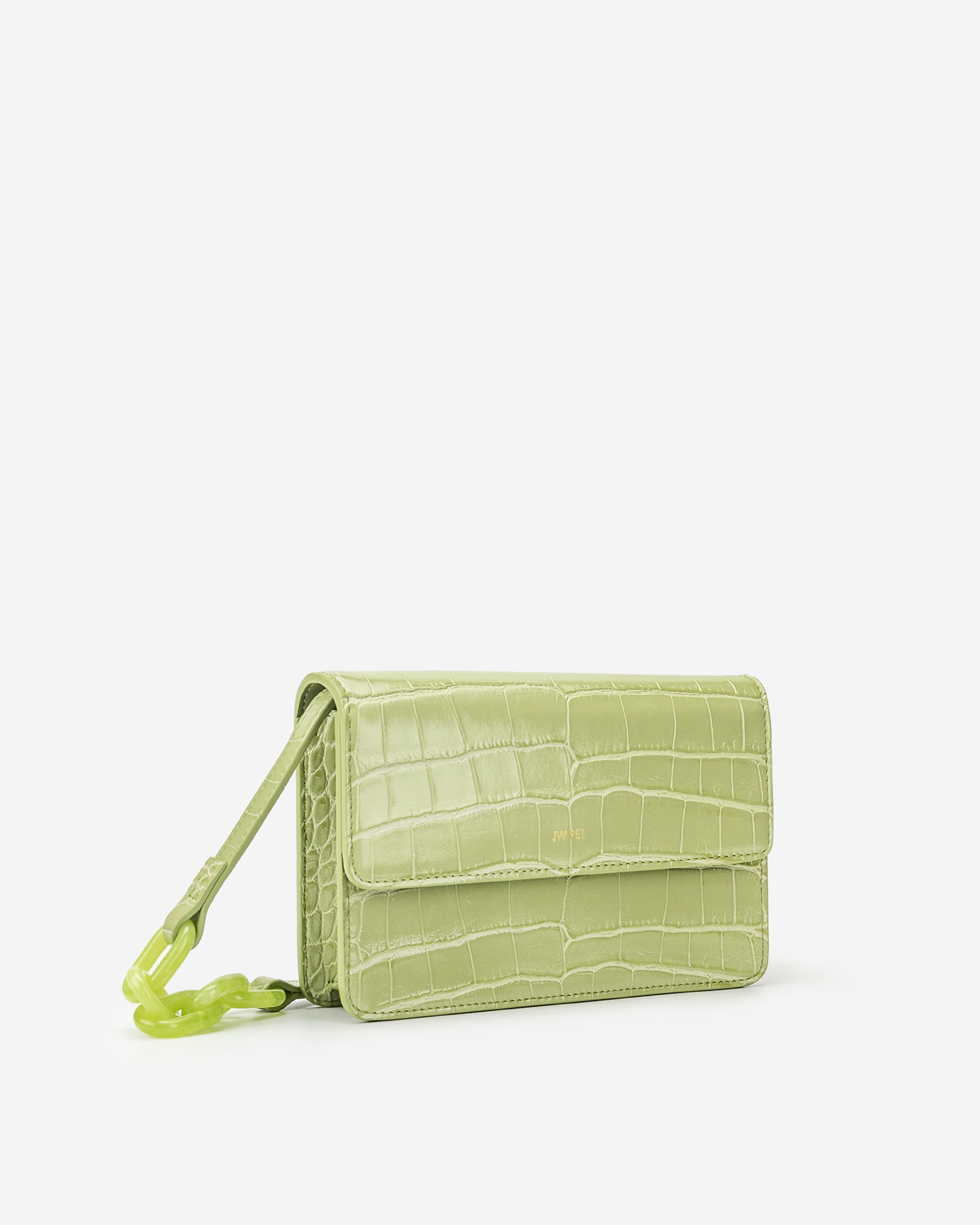 Women's White Croc Chain Cross Body Bag