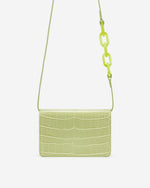 Julia Acrylic Chain Crossbody Bag - Sage Green Croc