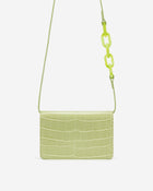 Julia Acrylic Chain Crossbody Bag - Sage Green Croc