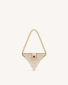 Triangle Mini Box - Light Beige Croc