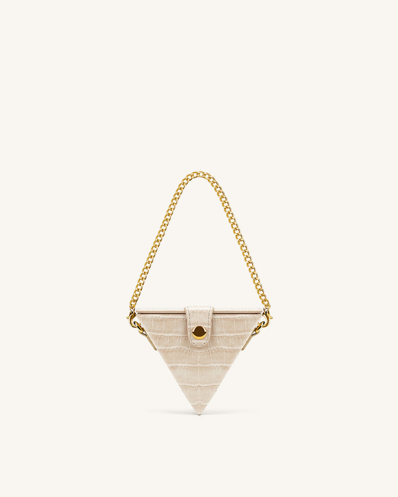 Triangle Mini Box - Light Beige Croc