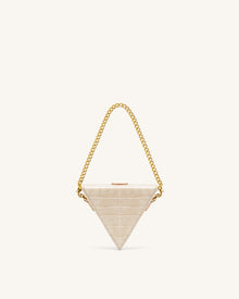 Triangle Mini Box - Light Beige Croc
