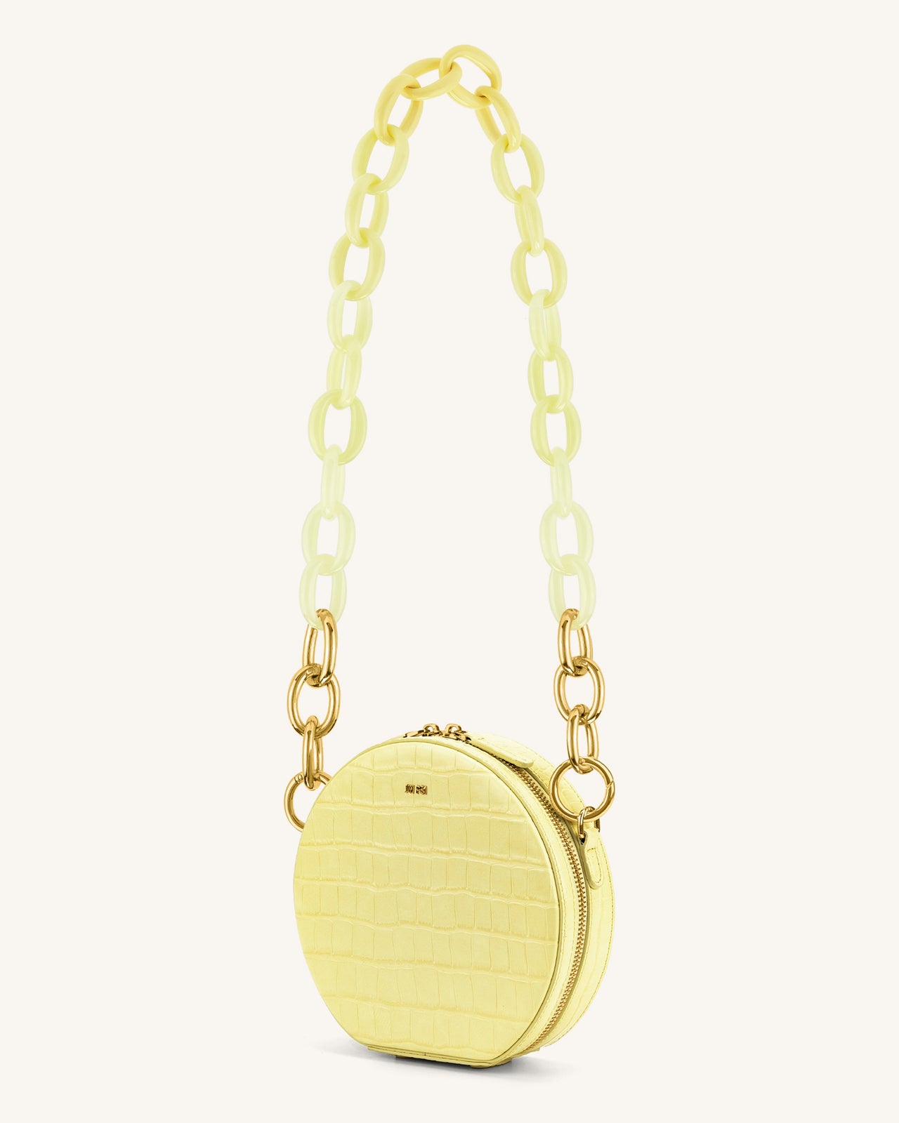 Luna Gradient Acrylic Chain Circle Shoulder Bag - Light Yellow Croc