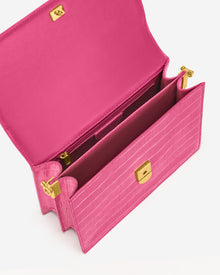 Mini Flap Bag - Rose Red Croc