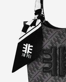 Gradient Checkerboard Faux Silk Twill Scarf - Black