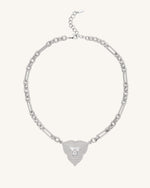Leaf Pendant Necklace - 18ct White Gold Plated & White Zircon