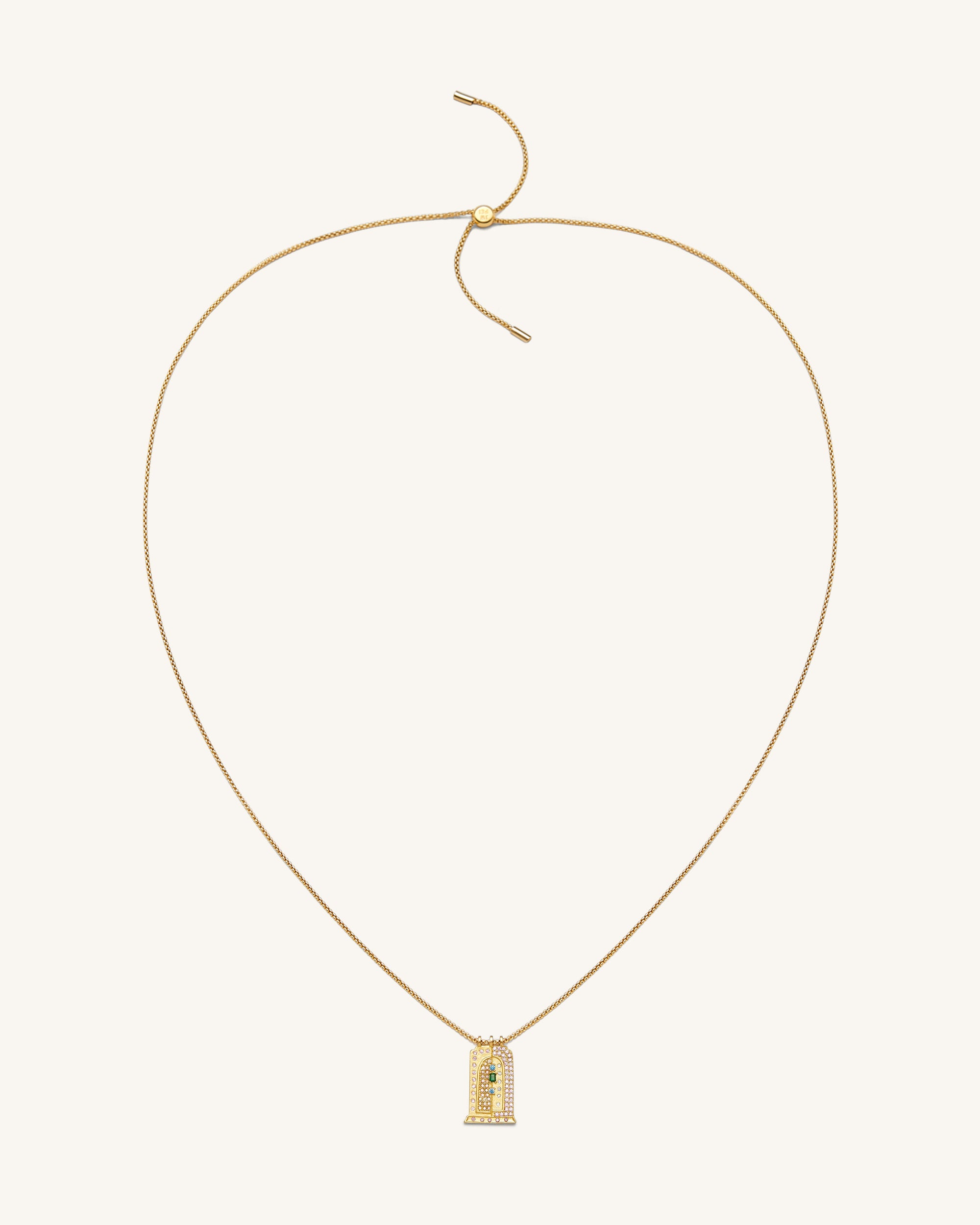 Roman Small Arch Pendant Necklace - 18ct Gold Plated & Multicolor Zircon