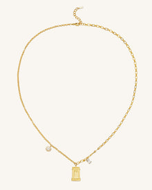 Roman Arch Pendant Necklace - 18ct Gold Plated & White Zircon