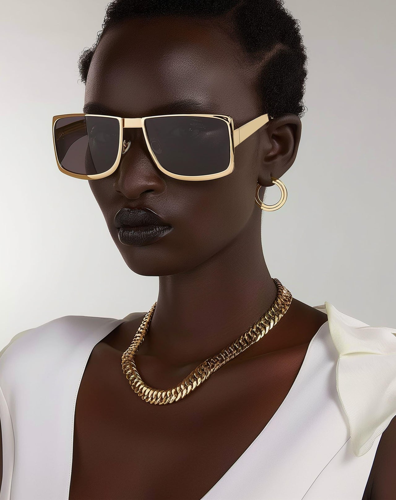 Christine Square Frame Sunglasses - Gold