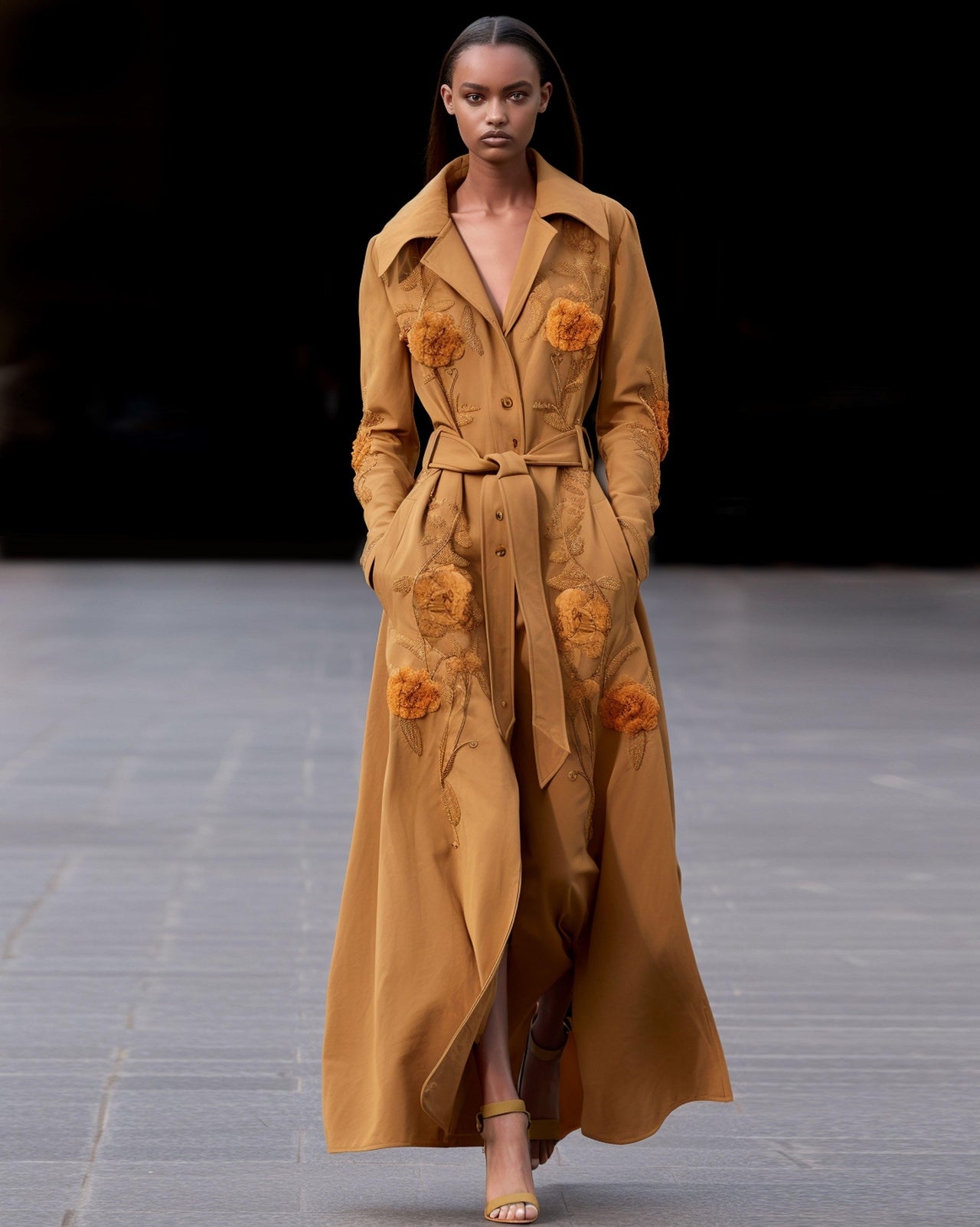 camel suede trench coat