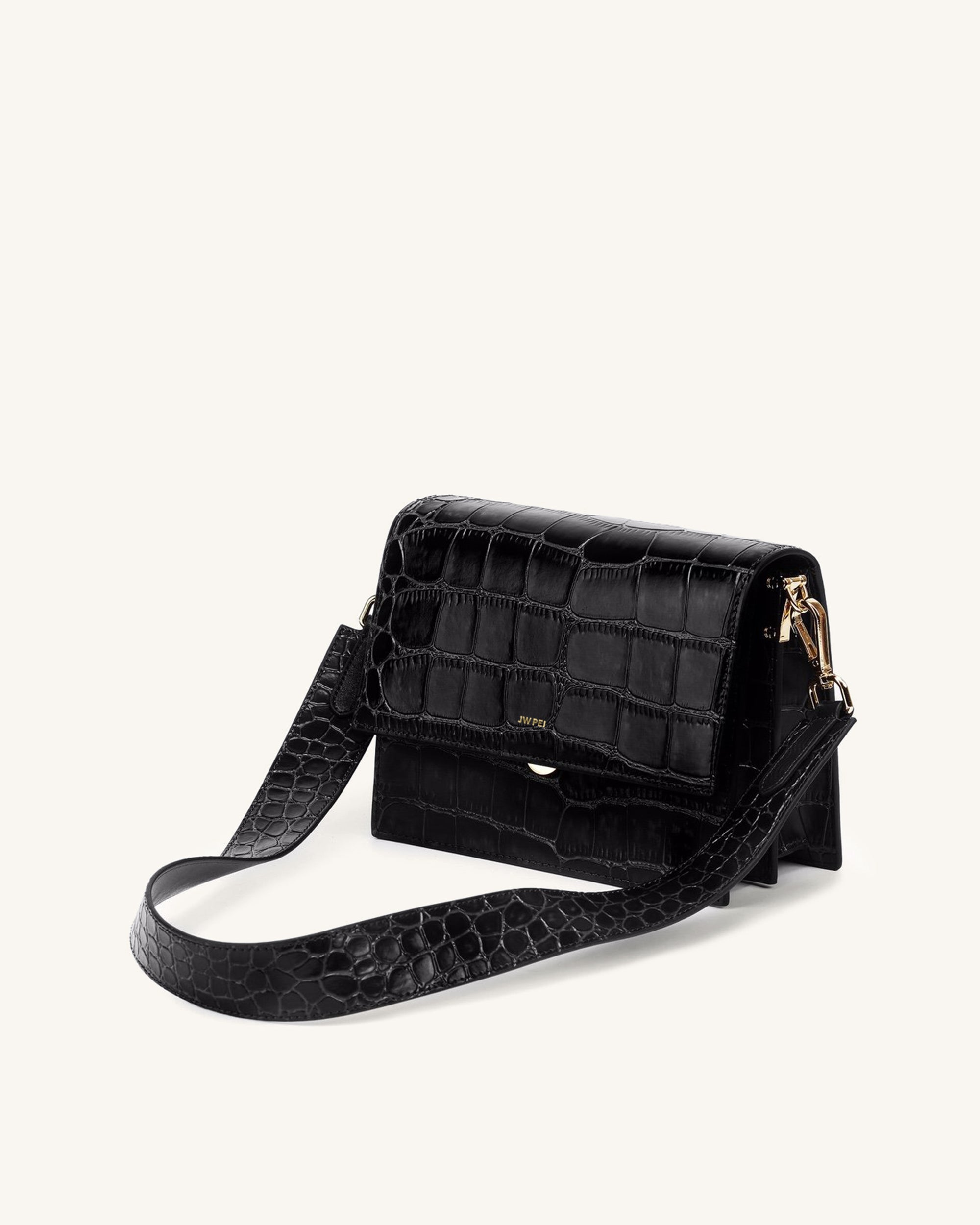 Mini Vegan Leather Crossbody Bag - Black