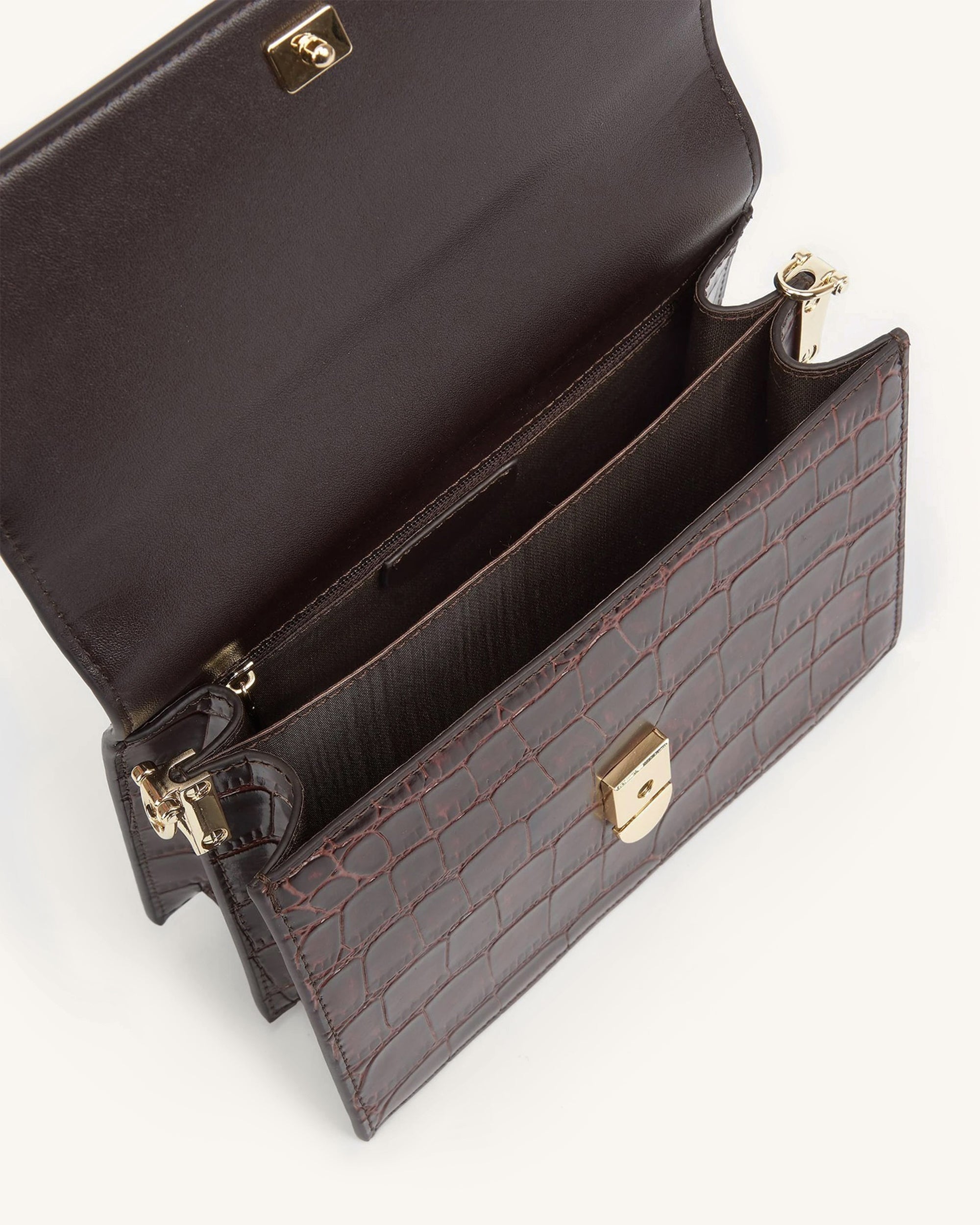 JW PEI Mini Flap Bag Brown Croc