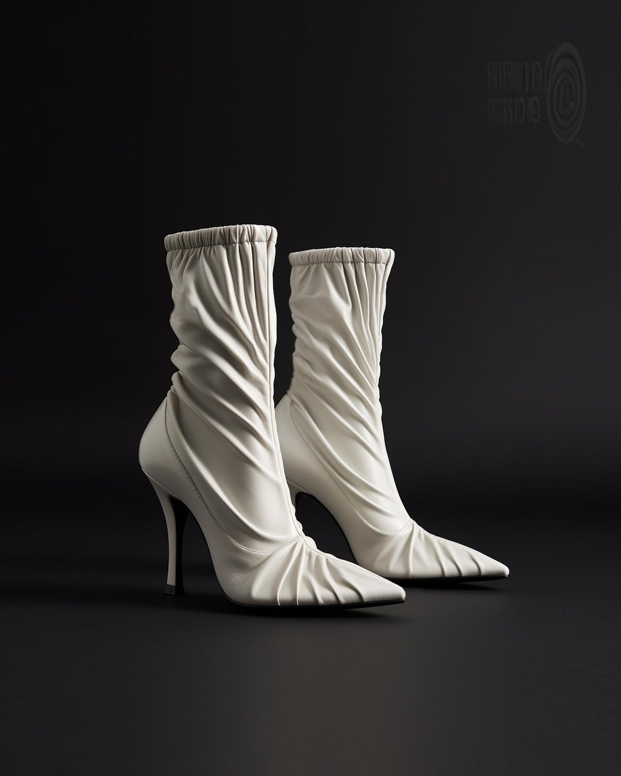 Paneled Detailing leather Ankle Boots-White