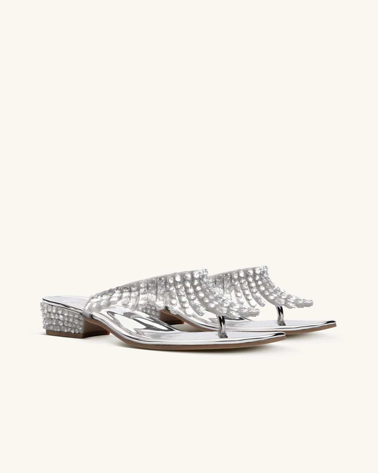 Crystal Tessal Thong Sandals - Silver
