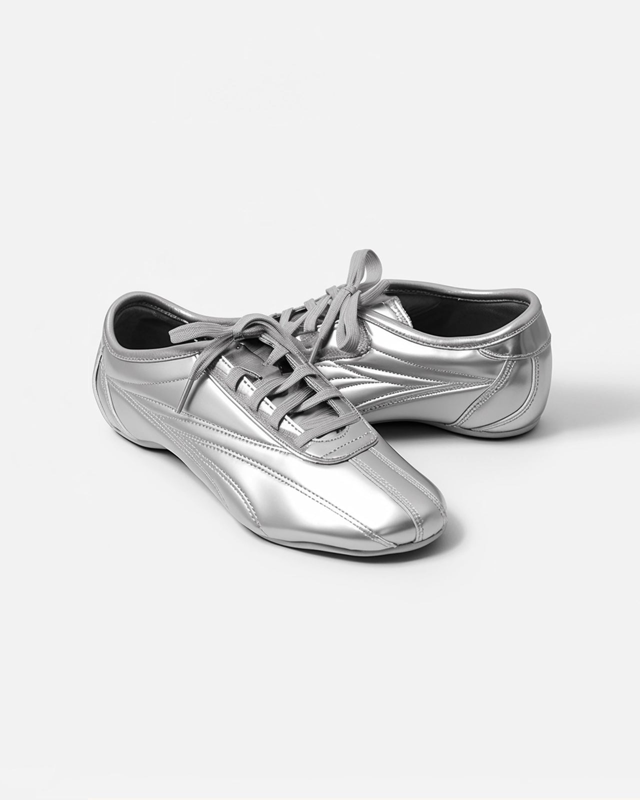 Metallic Low Top Ballerina Sneakers  - Silver
